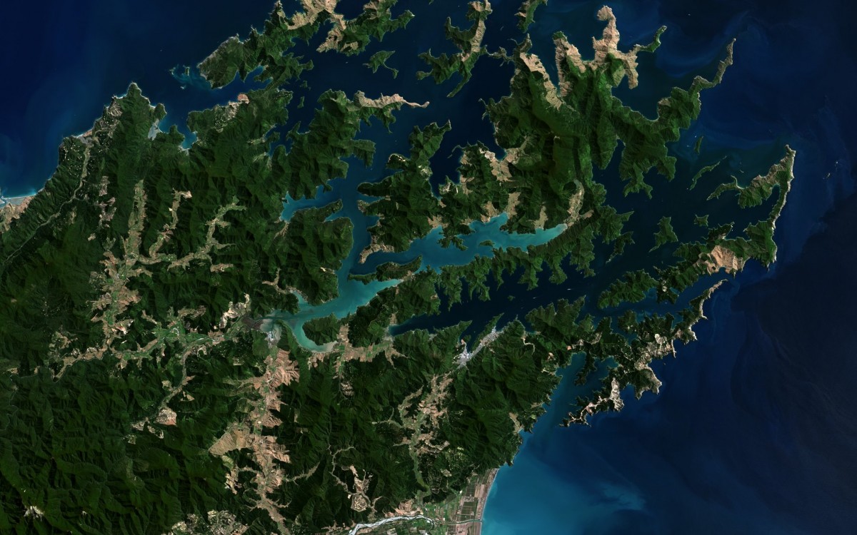 Marlborough Sounds, New Zealand, Landsat-8