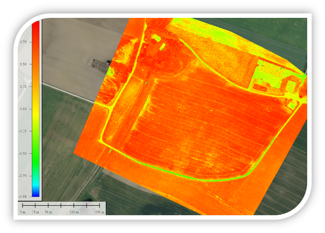Figure 2. Example of the result of multispectral imaging using the NDVI vegetation index